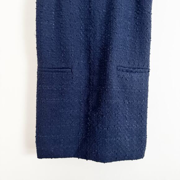 ABERCROMBIE Tweed Boucle Shift Mini Dress Navy Blue Medium M - Picture 4 of 8